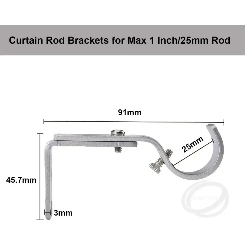 Curtain Rod Brackets for Adjustable, Premium Rod Bracket for Walls, Drapery Rod Holders Hardware Window Curtain Rod Support Hang