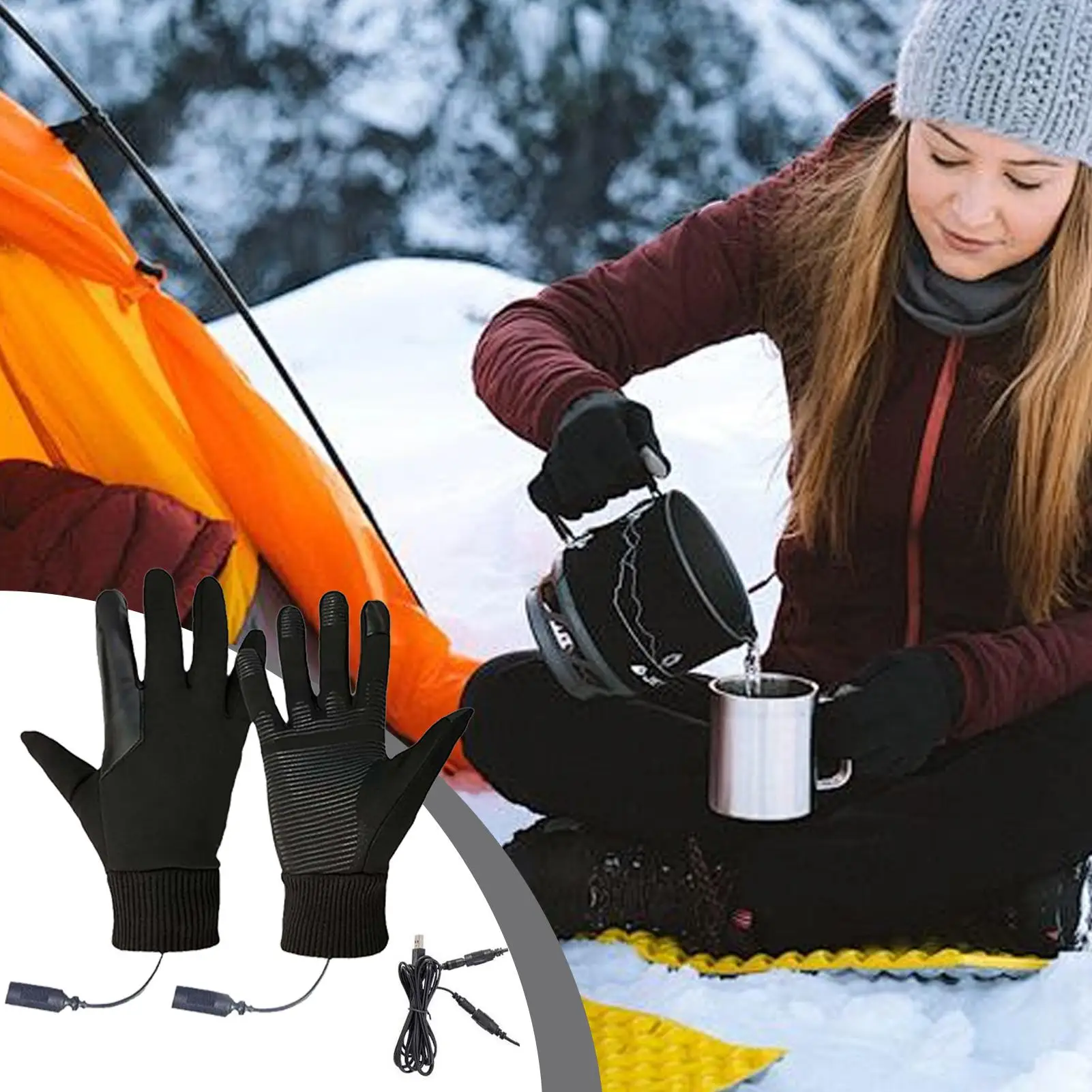 

Windproof Heated Work Gloves Waterproof Winter USB Heating Gloves Touchscreen for Outdoor Jobs & Camping, Cold Weather