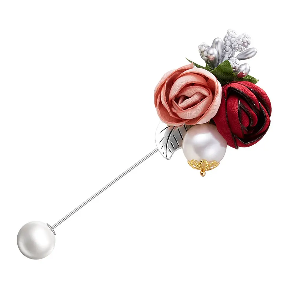 Flower Pearl Cloth Alloy Brooch Creative Stylish Decoration for Daily Banquet Party Prom Casual Dress Shawl Lapel