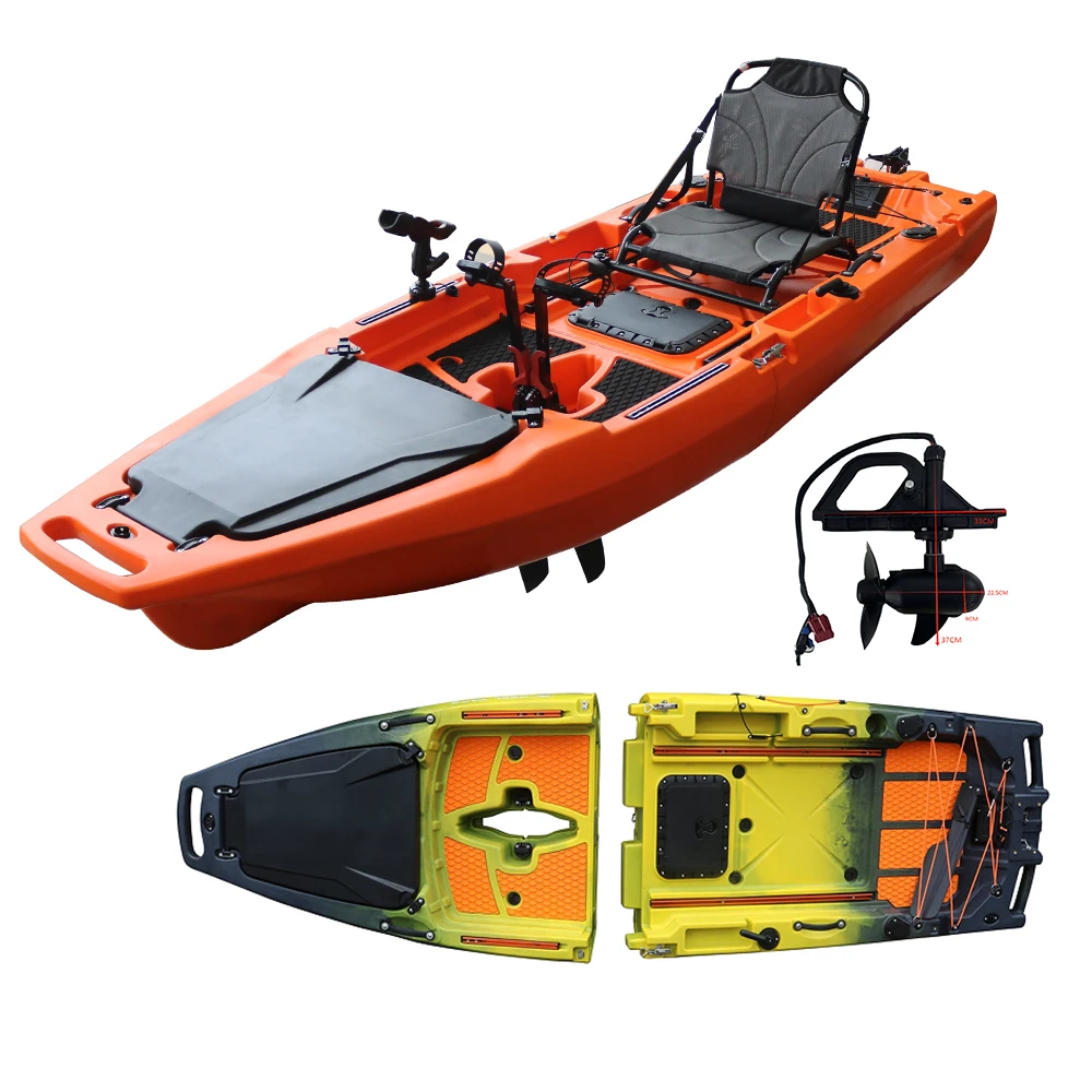 New Design 9 ft 2 Section Removable Sit on Top Pedal Drive Modular Pedal Kayak Fishing HDPE Foldable 1 Person