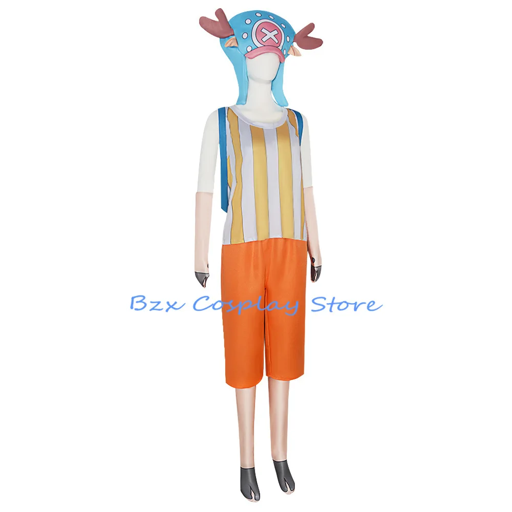 Chopper Cosplay Anime Tony Costume 2 Years Later Yellow Strip T Shirt Blue Hat Bag Play Outfit Set Halloween Suit for Woman Men