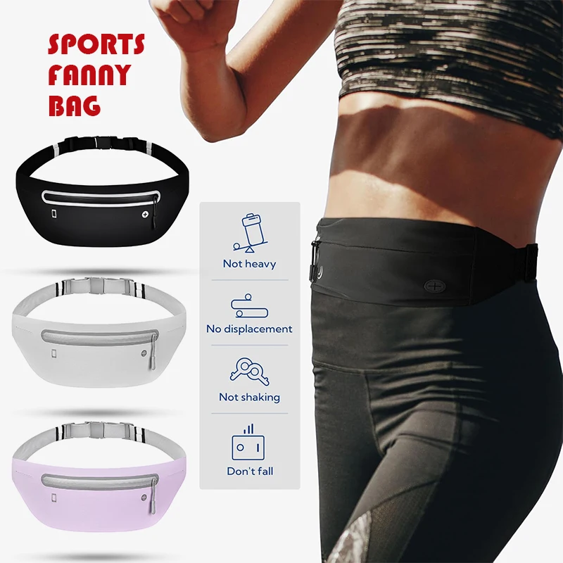 Sports Fanny Pack Exercise Phone Holder Slim Running Belt Pocket Adjustable Sweat Resistant Waist Bag for Men Women Workout