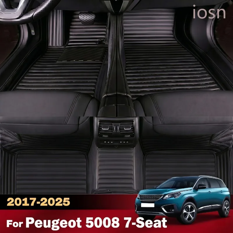 Custom 3D Car Floor Mats for Peugeot 5008 7-Seat 2017-2025 All Weather Waterproof Full Coverage Auto Interior Accessories Pads