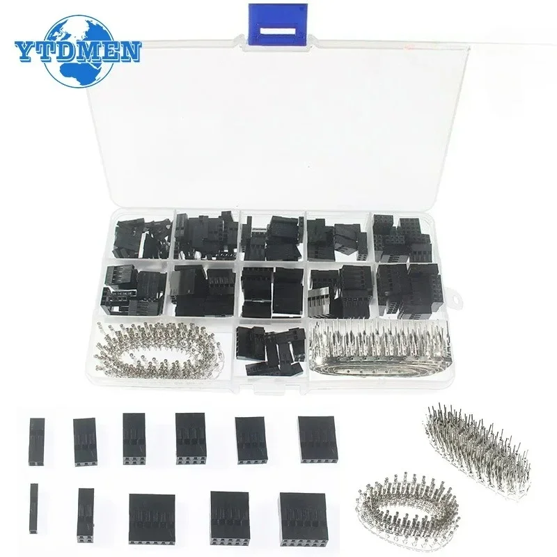 620PCS Connector Dupont Wire Jumper Pin Header Connector Housing Kit 2.54mm Male Crimp Pins+Female Pin Connectors Terminal