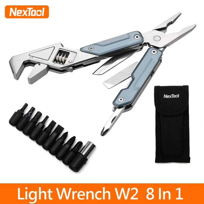 NexTool 8 In 1 Light Wrench W2 Multi Tool Foloding Pliers Multi-functional Spanner Screwdriver Outdoor Camping EDC Hand Tools