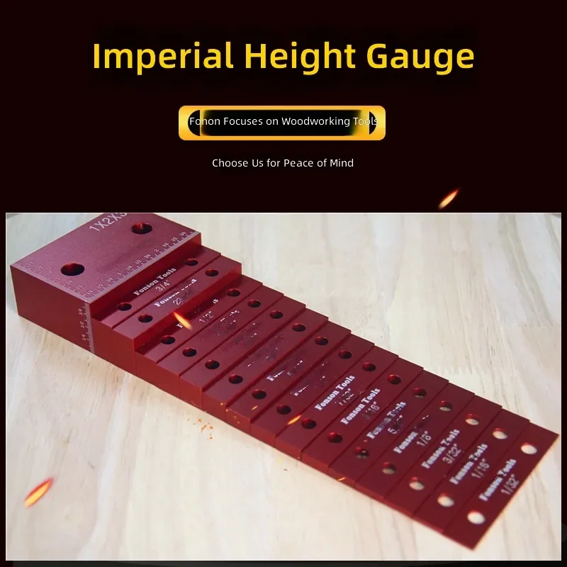 Woodworking Height Measuring Block Aluminum Alloy Inch Gauge Table Saw Gasket Set Precision Measurement Tool for Carpentry