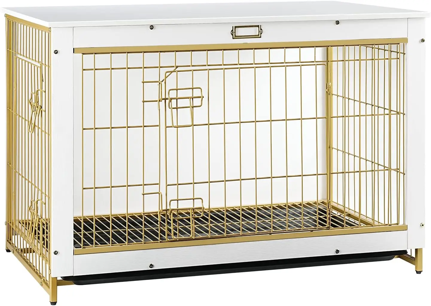 

HOOBRO Dog Crate Furniture, 38.6" Large Dog Kennel Indoor, Wooden Dog Crate with Pull-Out Tray, Double Doors House, Modern S