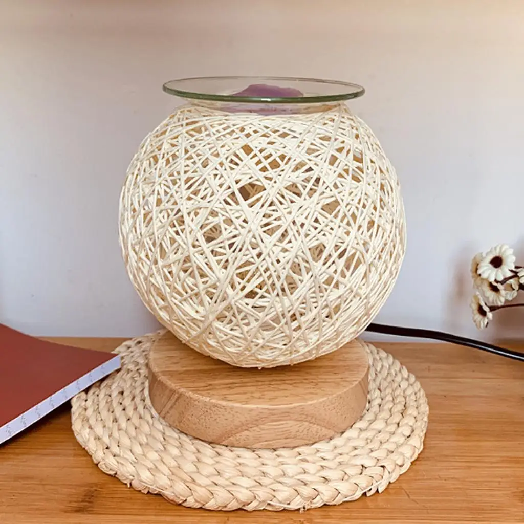 Rattan Ball Electric Wax Warmer Burner Melter Fragrance Oil Heater Aromatherapy Light, Housewarming Gift