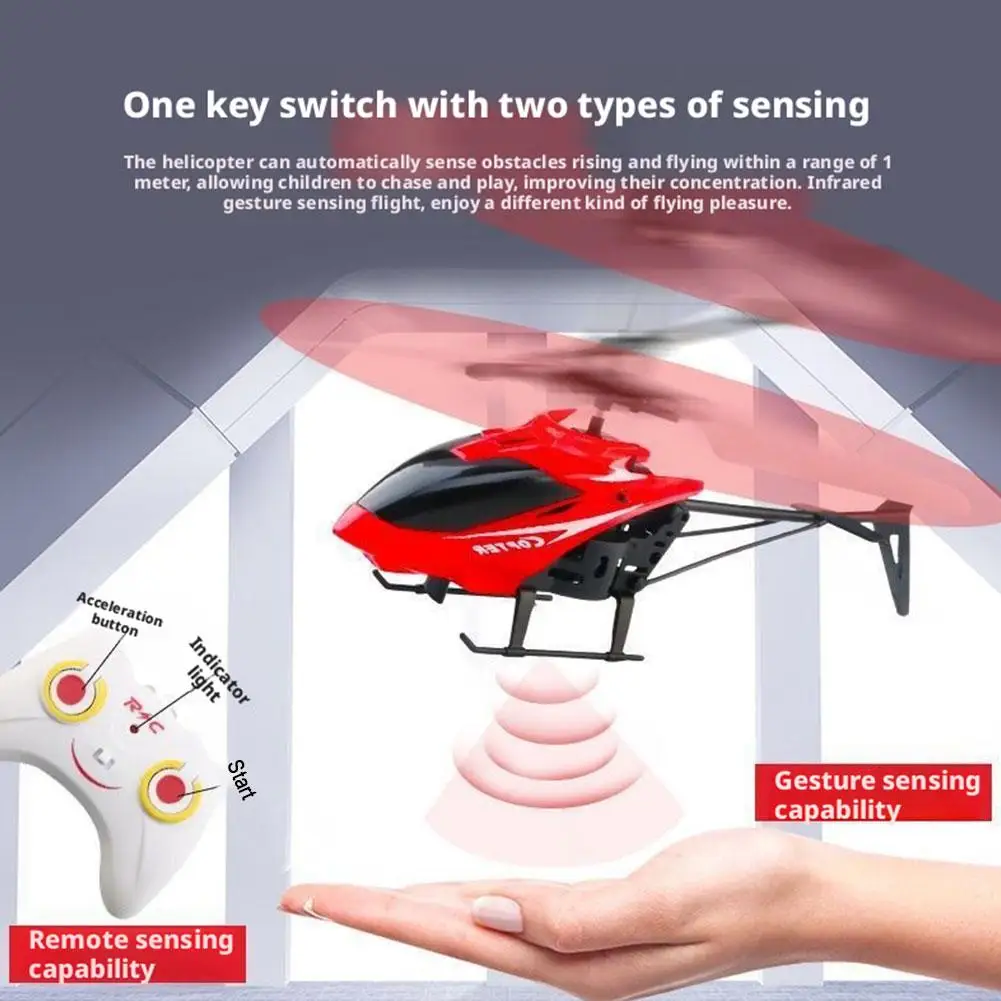 Remote Control Helicopter with Charger Rechargeable Children's Suspension Sensing Aircraft Helicopter Toy Boy Gift