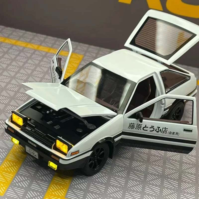 1:24 Initial D Toyota Trueno AE86 Alloy Diecast Car Model Sports Car Toys For Kids Adults Pull Back Vehicles Toy Cars Black Hood