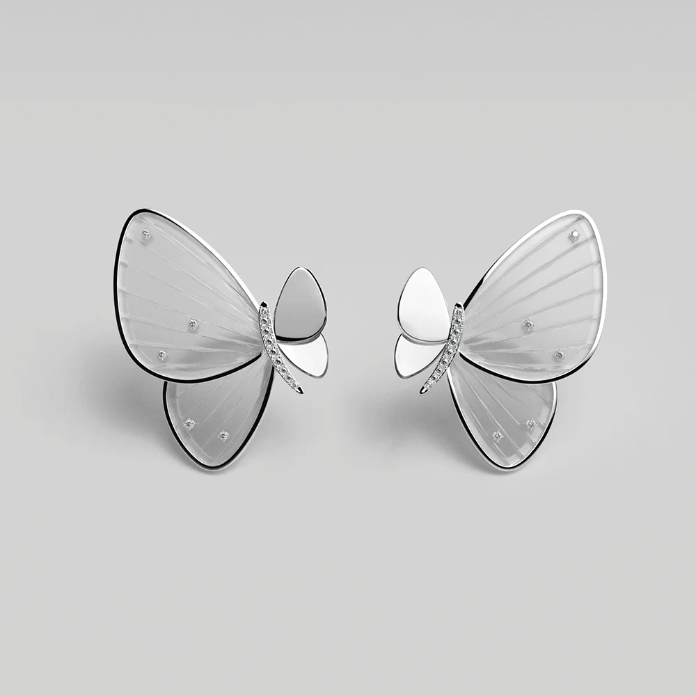 2024 new trendy butterfly temperament, high-end sense, female niche design sense, 925 silver ear studs