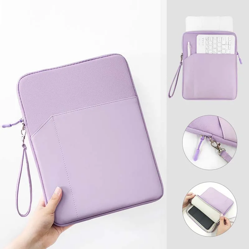 For Xiaomi Pad 9 Pro Max 13.3inch Tablet Carry Bag Beaty Light Purple Lanyard Patch Pocket Zip Storage Pouch Waterproof Sleeve