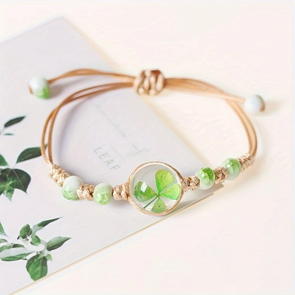 Neues Keramik-Armband, Schmuck, getrocknete Blumen, Glücksgras, Stern, einfaches Armband, Weben, weibliches Geschenk für Freundinnen und Freunde