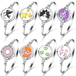 Multiple Patterns Stainless Steel Aromatherapy Bracelet Jewelry Perfume Essential Oil Diffuser Locket Woman Charm Bangle Gift