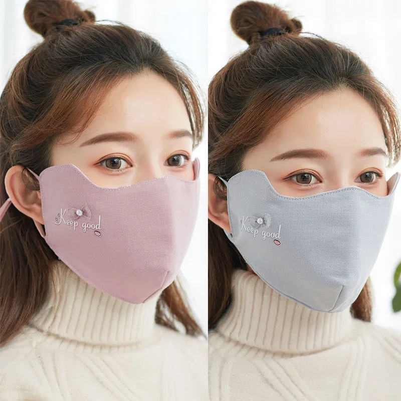 autumn winter Fashionable warm Mask women's thickened breathable outdoor windproof bowknot eye corner mask