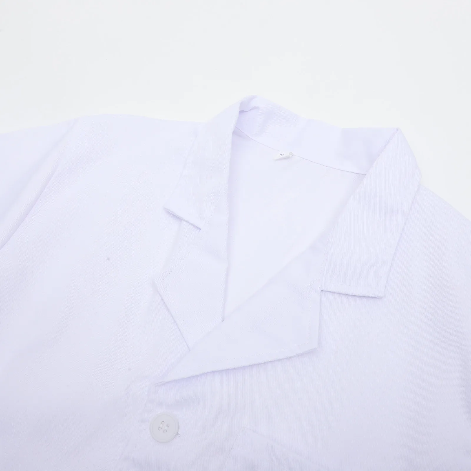 Women's Short Sleeve Nurse Dress White Premium Polyester Uniform for Professionals Nurses Beauty Salon Workers Neat