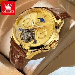 OLEVS 6663 High end Men's Wristwatch Waterproof Leather Stainless steel Original Mechanical Watch for Men