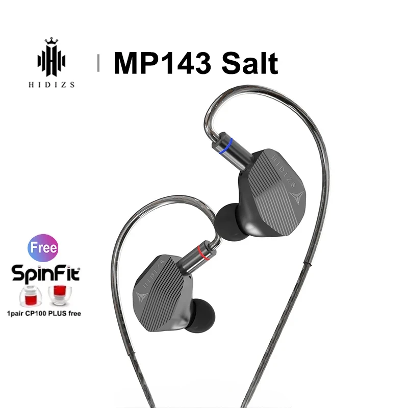 HIDIZS MP143 Salt HIFI In-ear Earphone 14.3mm Large Planar Monitors Hi-Res Audio 0.78mm plug 3.5mm 4.4mm 6N Silver-Plated Cable