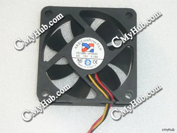 For ARX FD1260-A1053C E145724 DC12V 0.19A 6015 6CM 60mm 60x60x15mm 3pin 3Wire Cooiing Fan FD1260-A1053C E145724