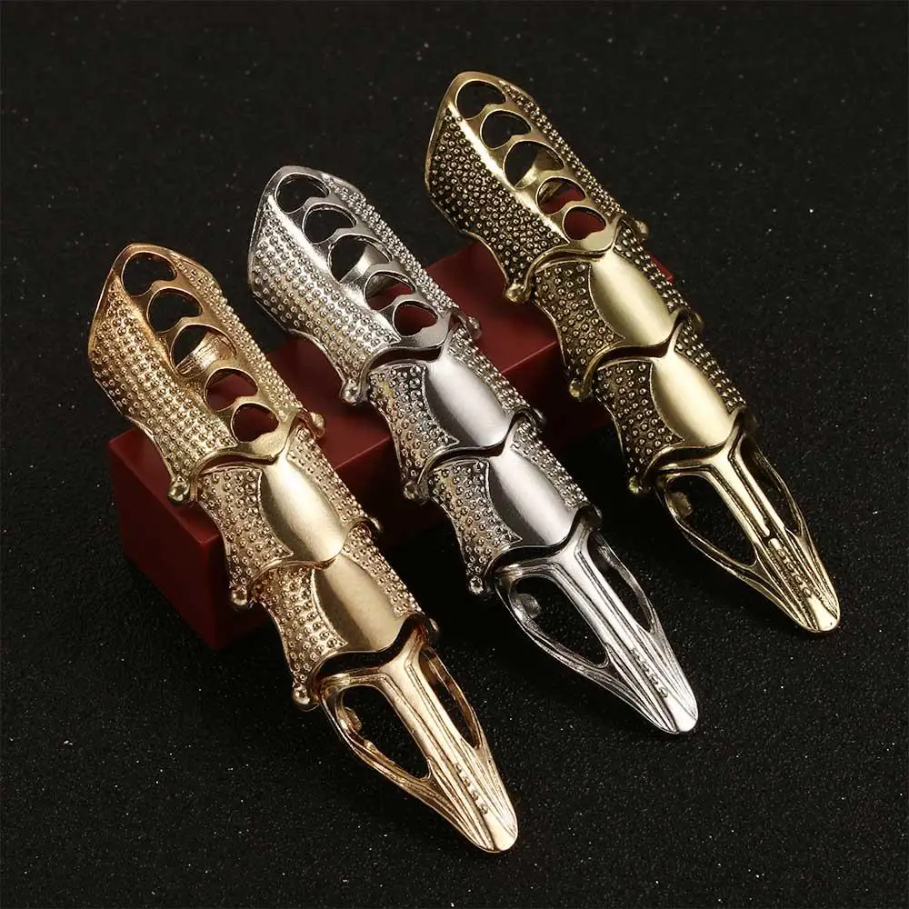 DIY Decoration Rock Cool Boys Punk Metal Full Finger Ring Scroll Joint Armor Metal Knuckle Ring