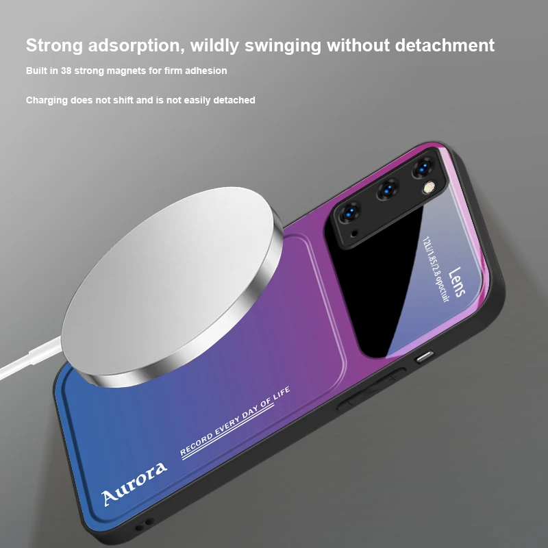 Blu grigio sfumatura di colore Per Samsung Galaxy S20 FE S21 S22 S23 Plus S24 Ultra 25 Edge S24Ultra 22Plus Magsafe Custodia per telefono in vetro