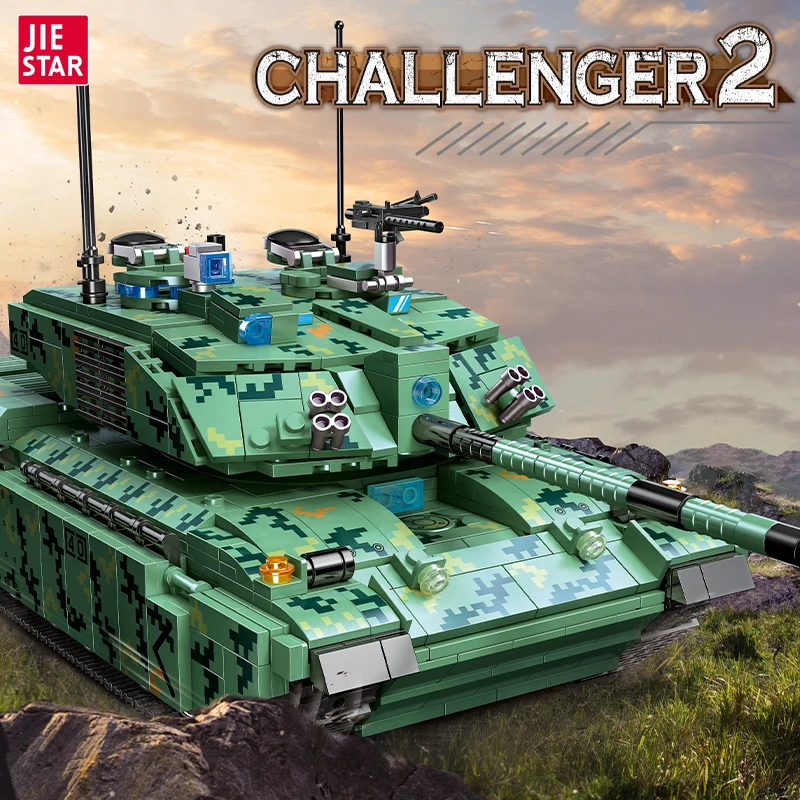 

Challenger-2 Tracked Tank Building Block 61037 1298Pcs Puzzle Military Main Battle Tank Model Ornaments Moc Children Bricks