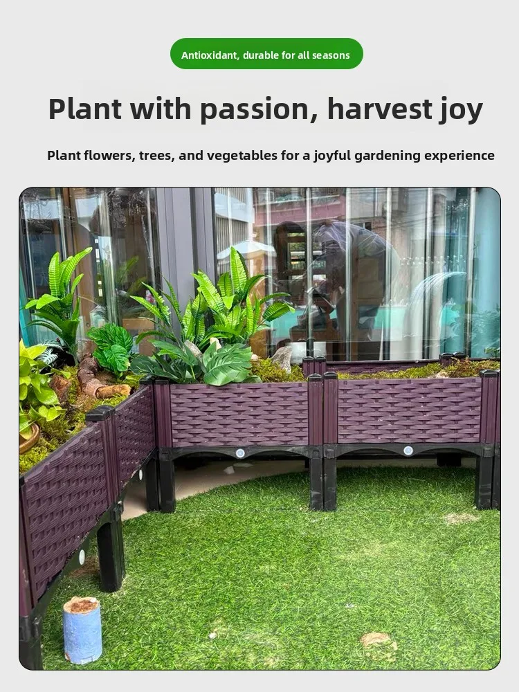 Outdoor Vegetable Planting Box Plastic Flower Pot for Roof Top Family Balcony Garden Cultivation Tool Square Drainage Holes