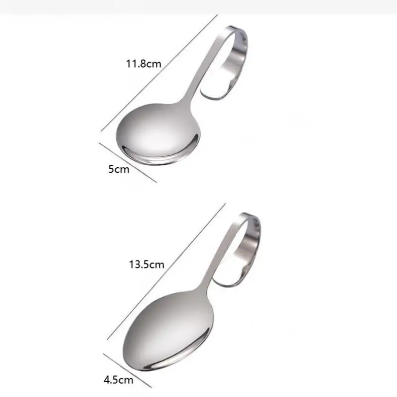 Independent Dining Curved Hotel Supplies Spoon Stainless Steel Service Tableware Curved Handle Spoon Hotel Golden