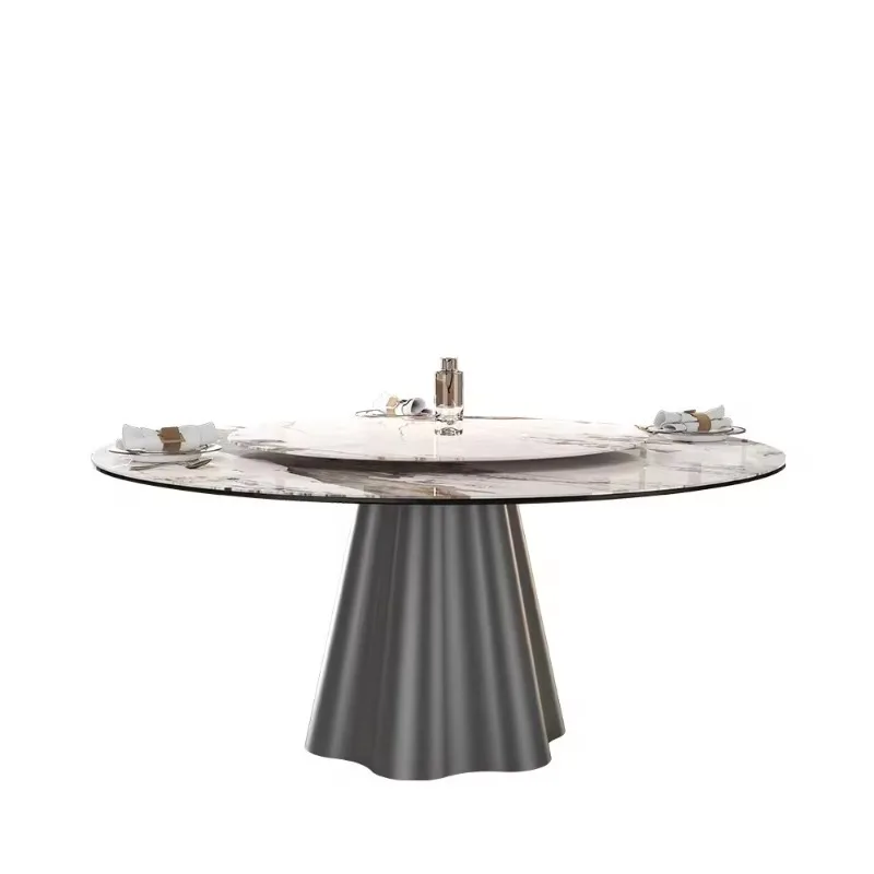 Light luxury high-end round household slate marble dining table base restaurant hotel dining table foot