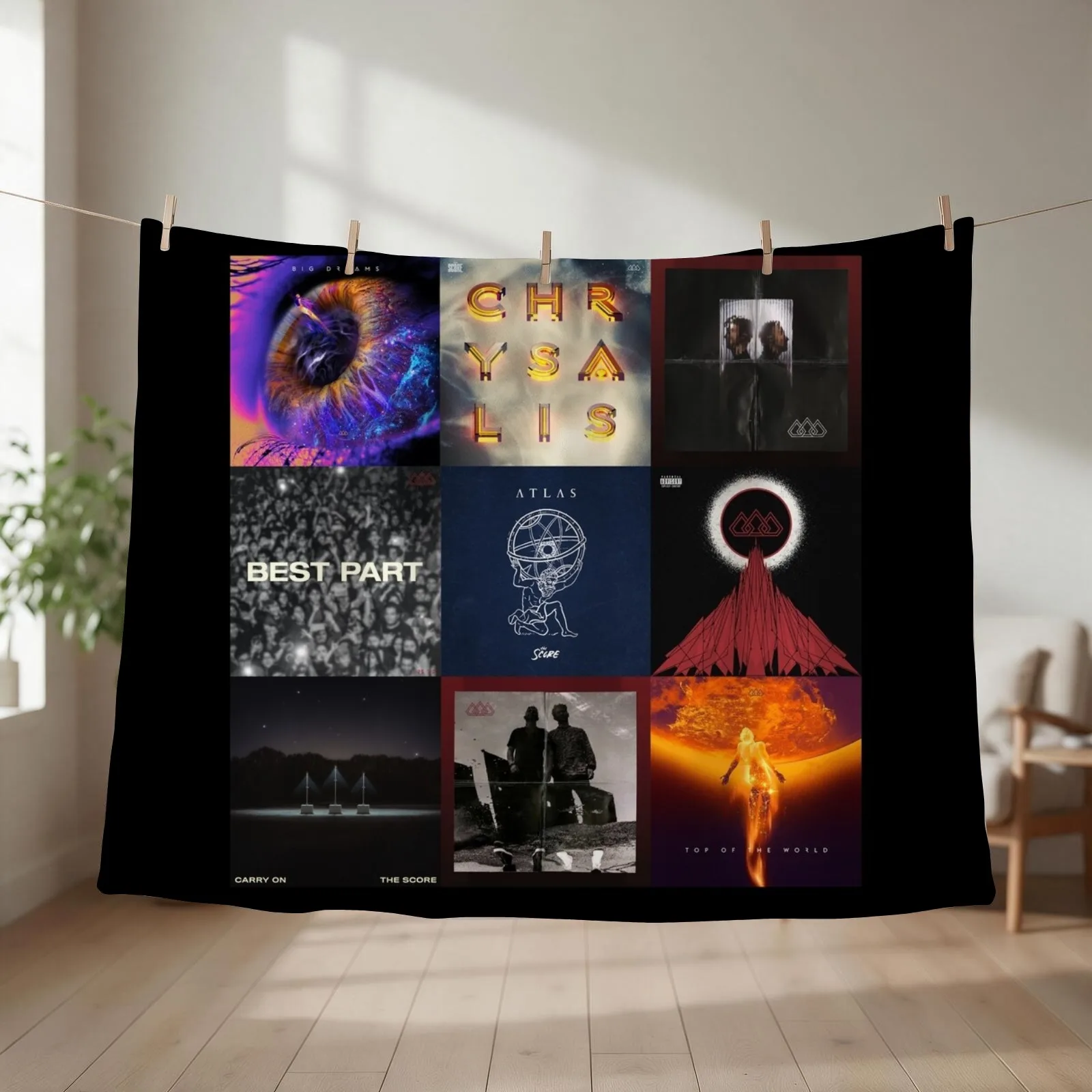 The score all albums and popular singles and EPs Throw Blanket couch cozy soft plush fuzzy picnic outdoor blanket