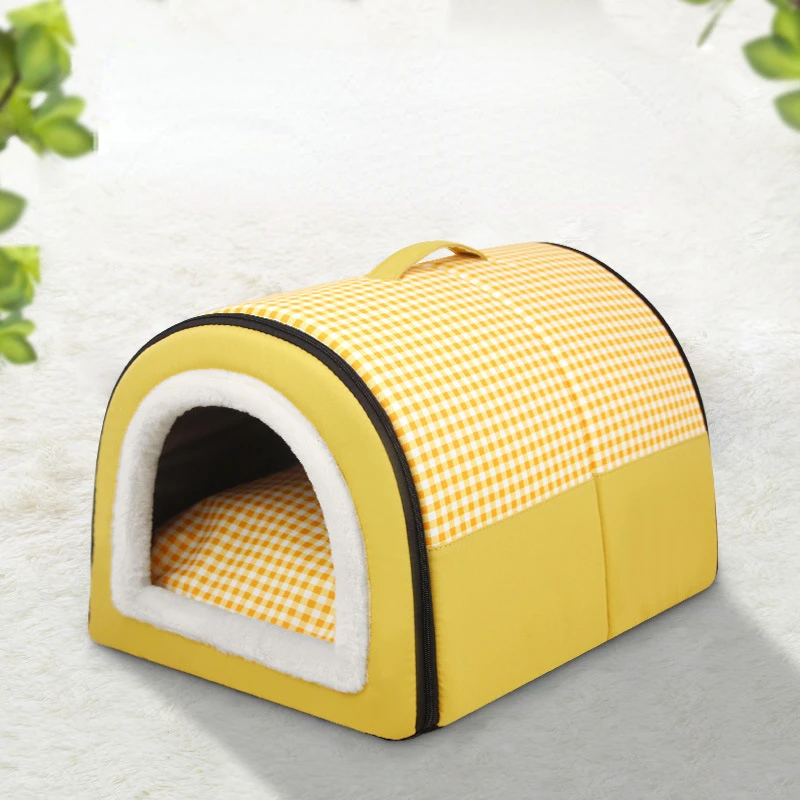 Enclosed Warm Dog Bed for Small Medium Dogs Foldable Waterproof Dog Cave House Removable Cat Nest Basket Pet Supplies