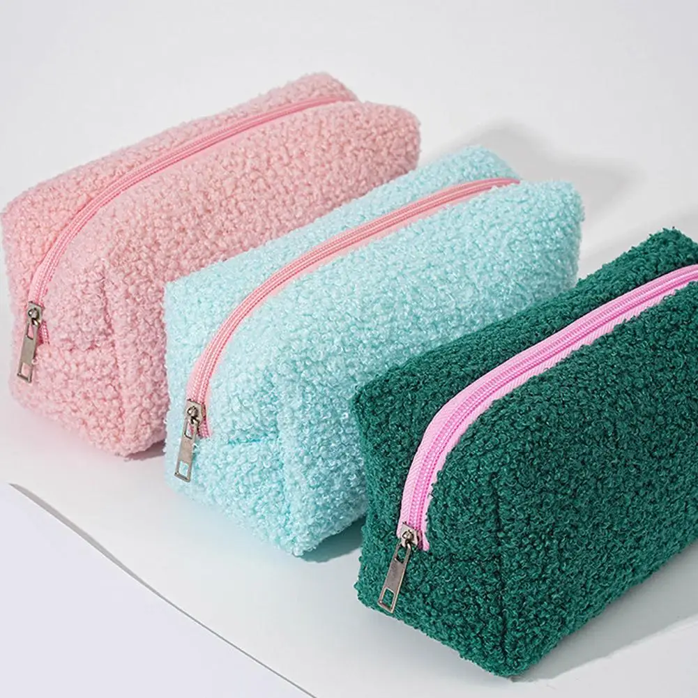 الصلبة اللون أفخم حقيبة مستحضرات تجميل لطيف سستة كبيرة حقيبة مستحضرات التجميل السفر المحمولة حقيبة أدوات الزينة أفخم حقيبة أقلام أكياس تخزين الموضة