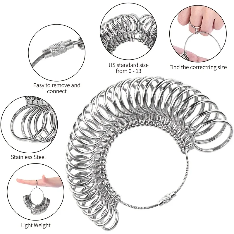 طقم مغزل بحجم حلقي من الفولاذ المقاوم للصدأ مكون من 3 قطع مع أداة قياس لصنع المجوهرات - هدية مثالية لعشاق الأعمال اليدوية والمبتدئين #4