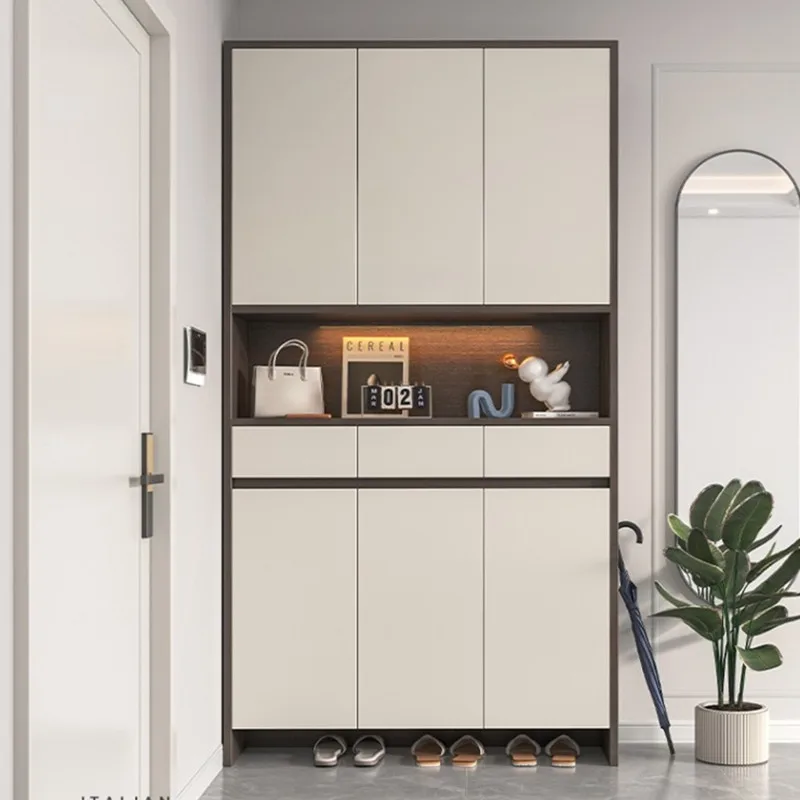 Shoe cabinet for household doors, large capacity minimalist modern 2-meter high, entryway cabinet integrated partition cabinet