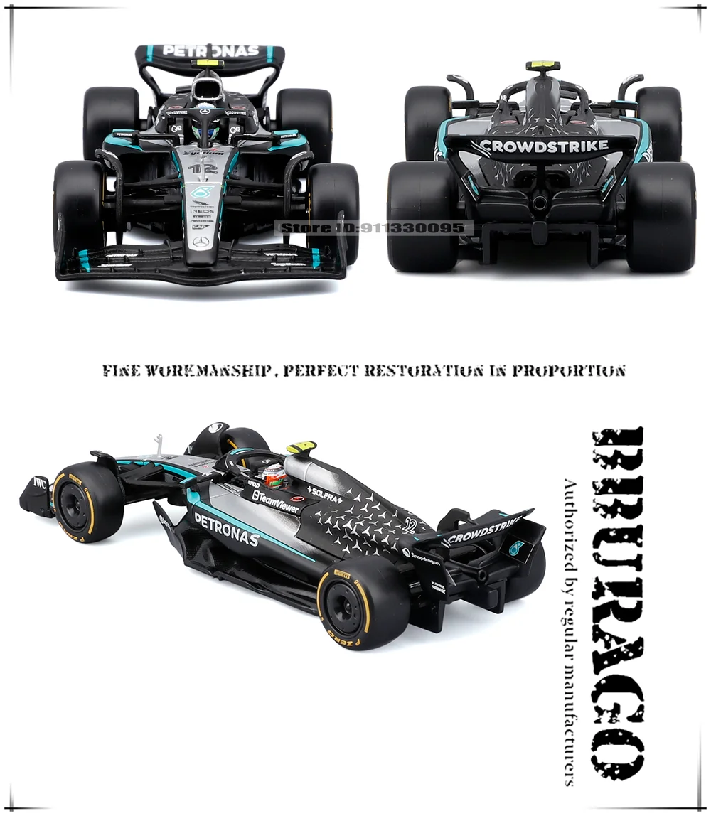 Bburago 1:43 F1 Mercedes-AMG 2025 W16 # 63 George Russell # 12 Kimi Antonelli SF25 RB21 Legierungsauto-Modell aus Druckguss, Sammlerstück – Detail 11