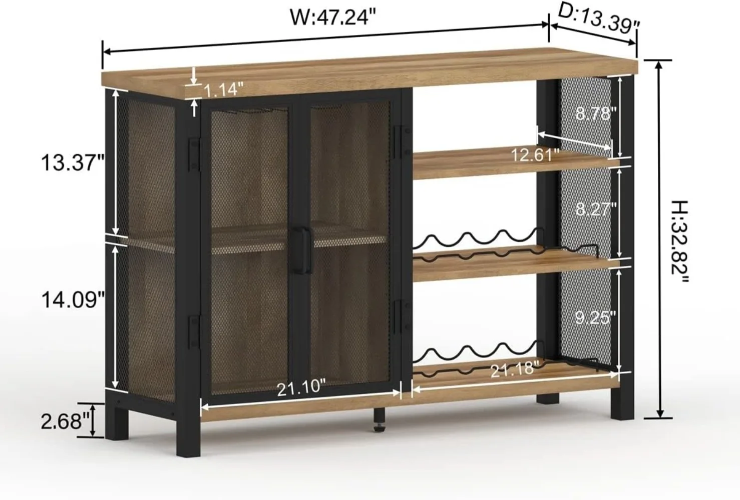 BON AUGURE-Armoire de bar avec rangement, armoire industrielle française ou pour la maison, buffet de planche avec vin T1 et verre T1