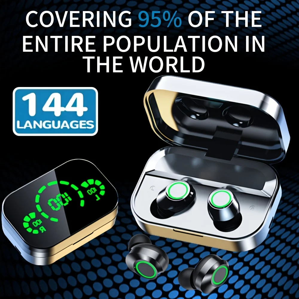 2025 Upgraded Version AI Smart Wireless Translator Earbuds 144 Languages Translation, App-Based Real-Time Interpretati