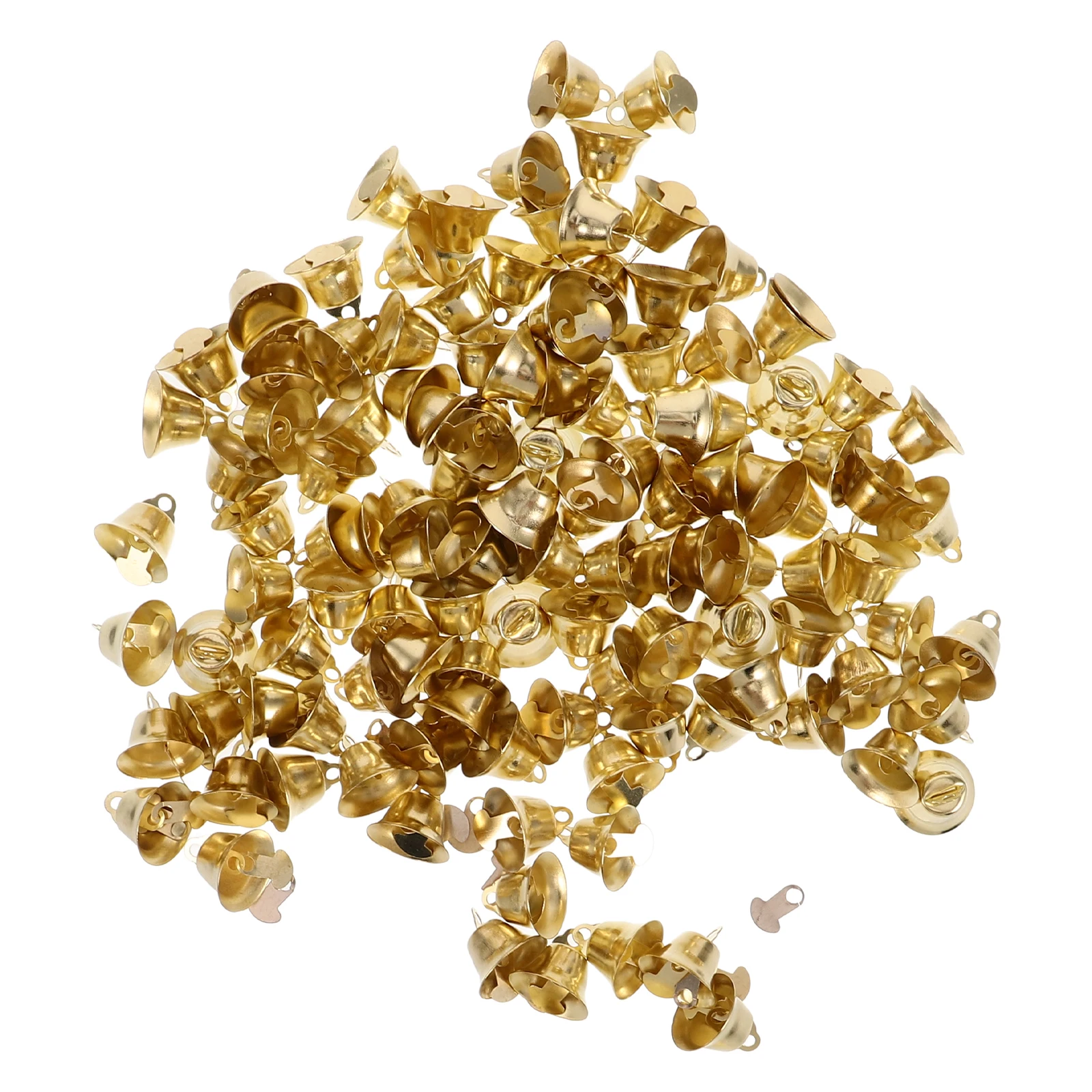 

200Pcs Gold Bells Small Open Trumpet Metal Bells for DIY Wind Chimes Wedding Decor Pet Training Holiday Decorative Xmas Tree