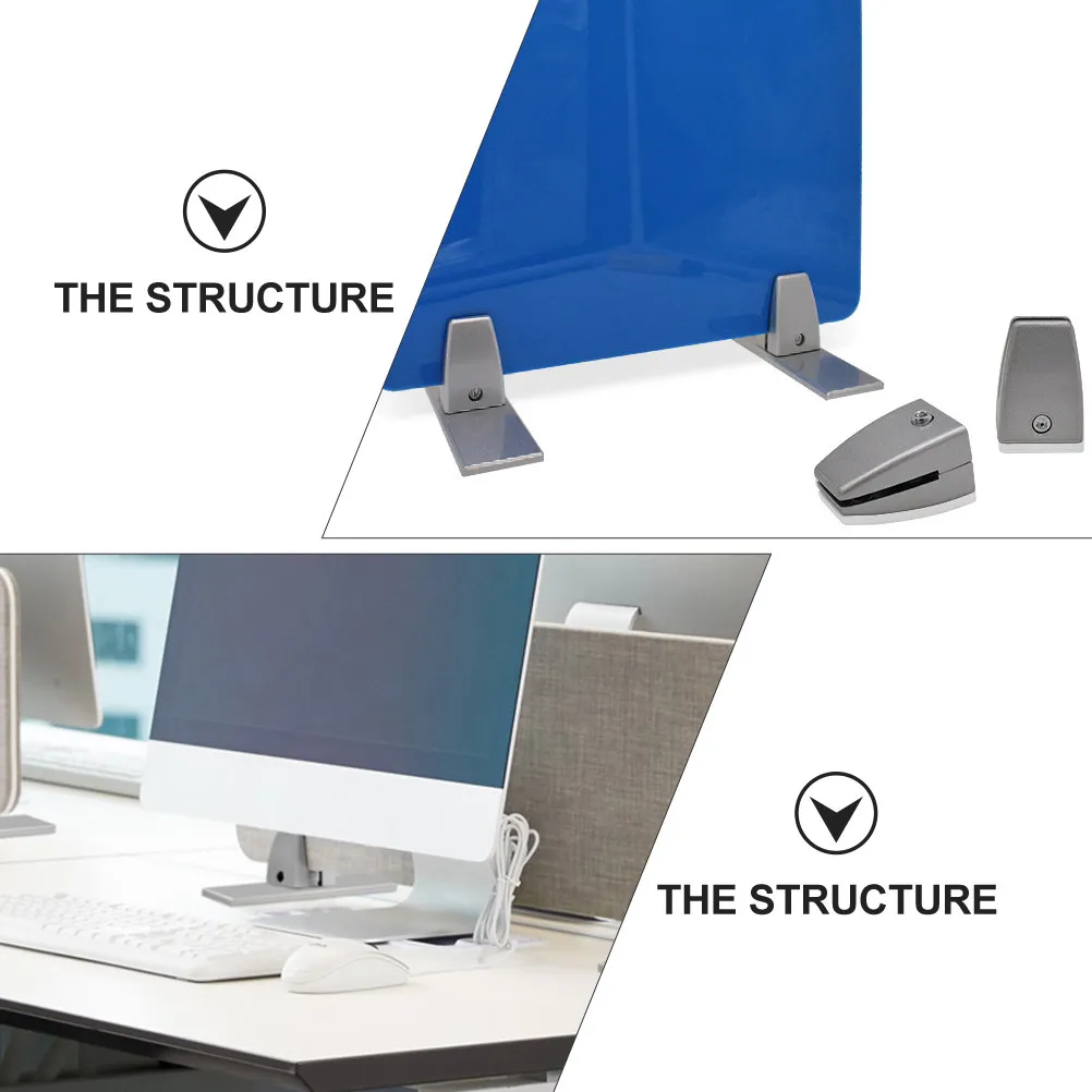 Aluminum Alloy Table Edge Divider Clip for Wooden/Glass Partition – Flat Bottom, Stable Mounting, Privacy Screen