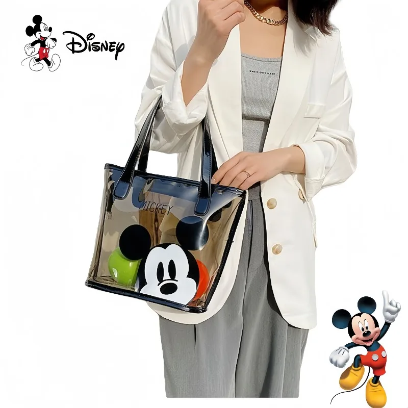 

Disney New Transparent Bag Large Capacity Tote Bag Cute Personality Fashion Commuter Cartoon Mickey Tote Bag Holiday Gift