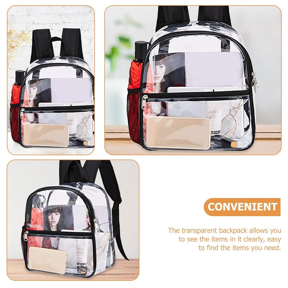 

Stadium Approved Clear Backpack Waterproof PVC Shoulder Bag for Men Women Small Transparent Sports Event Accessory