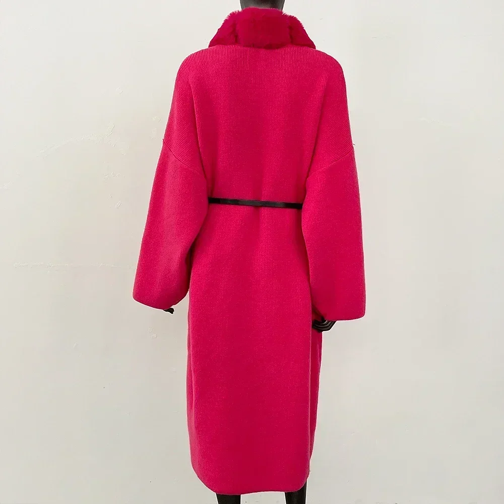 معطف الفرو صديقة للبيئة معطف الفرو الاصطناعي للنساء الراقية الملابس النسائية الأنيقة معطف الباردة شتاء 2025 معطف مع الأكمام الفراء #4