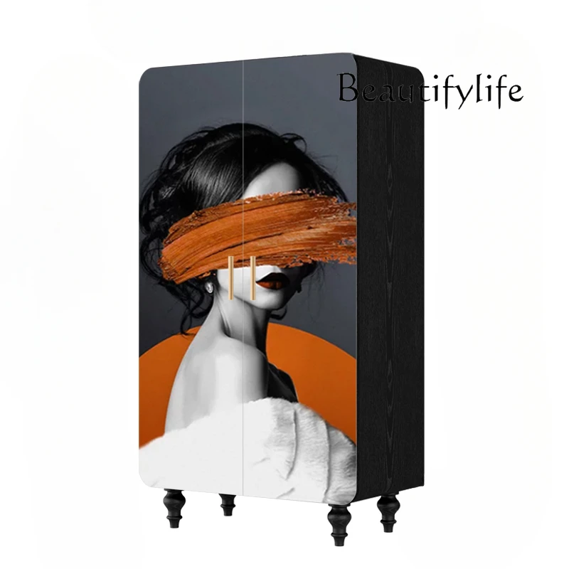 

Modern simple women's solid wood wardrobe personalized art wardrobe bedroom cloakroom storage cabinet living room cabinet