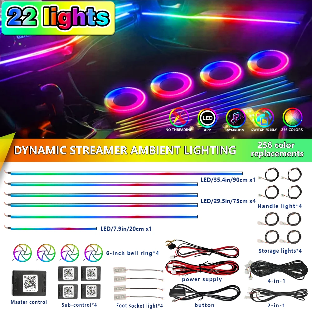 

FOR NISSAN LED 22 In 1 Ambient Car Lights Neon Car Interior light Decorative Acrylic Lamp Accesso Full Universal Atmosphere