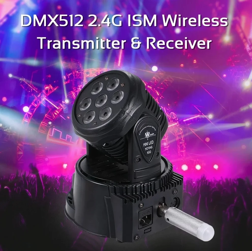 DMX Wireless, DCM 8pcs 2.4G DMX 512 1 Male Transmitter & 7 Female Receivers  for Stage  Party Light