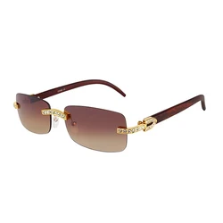 Kenbo Vintage Fashion New Brand Rimless Rhinestone Sunglasses Popular Diamond Metal Men Women Luxury Design Sun Glasses Unisex