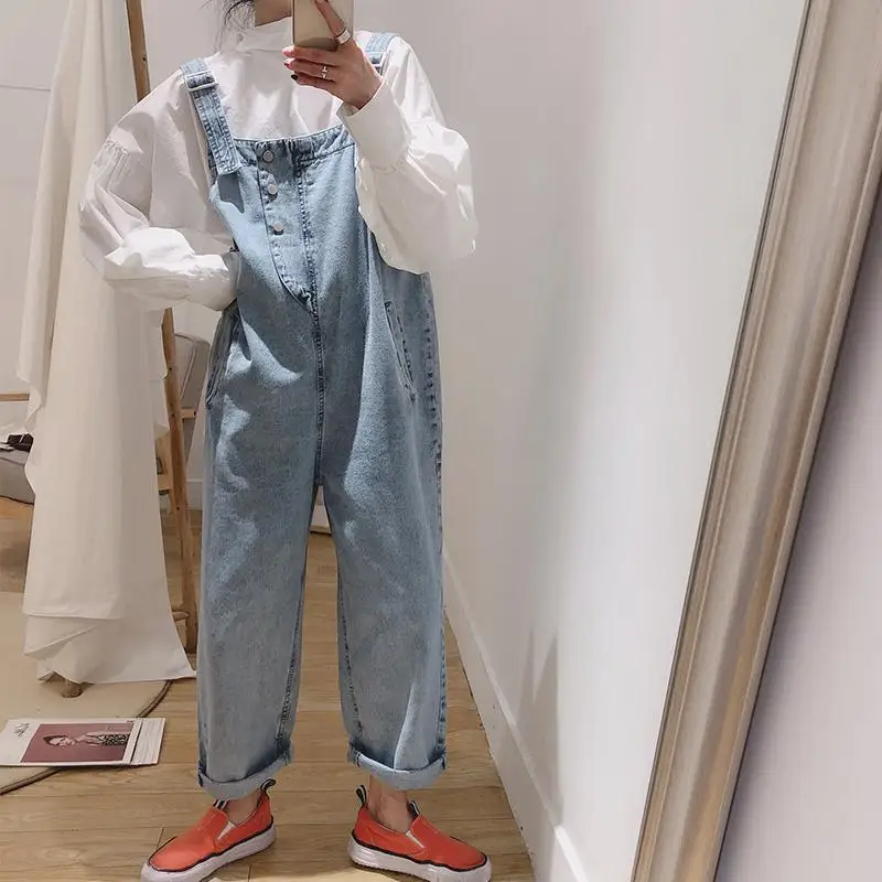 

Jumpsuits Women Street Style Loose Novelty Washed Korean High Fashion Denim Top Quality Stylish Womens Streetwear Hot Sale Chic