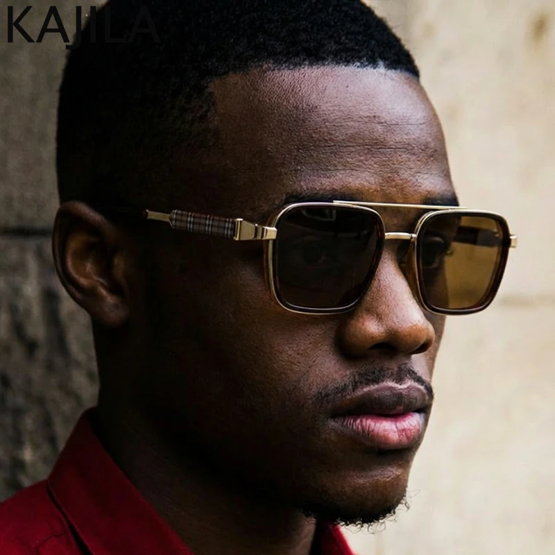 

Fashion Steampunk Square Sunglasses Men 2026 Luxury Brand Classic Double Bridge Outdoor Sun Glasses Retro Metal Frame Punk Shade