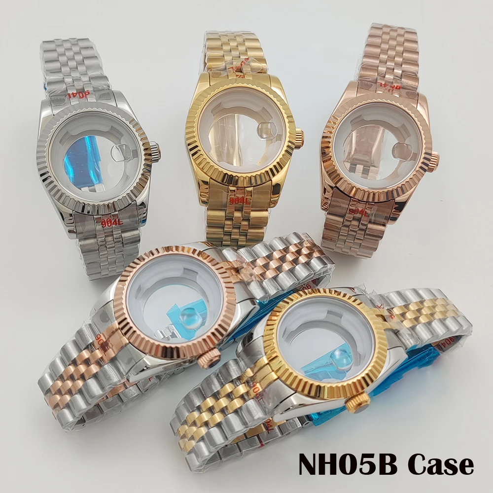 31MM NH05 Fluted Curved Sapphire Glass Stainless Steel Waterproof Watch Case for Ladies Women Fit NH05 NH06 Movement
