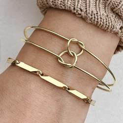 Stainless Steel Bracelet 2 Pcs Europe and the United States Beveled Melon Chain Double Knot Bracelet For Women Jewelry Gifts New